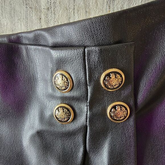 Zara Black Vegan Leather Mini Skort - Picture 2 of 5